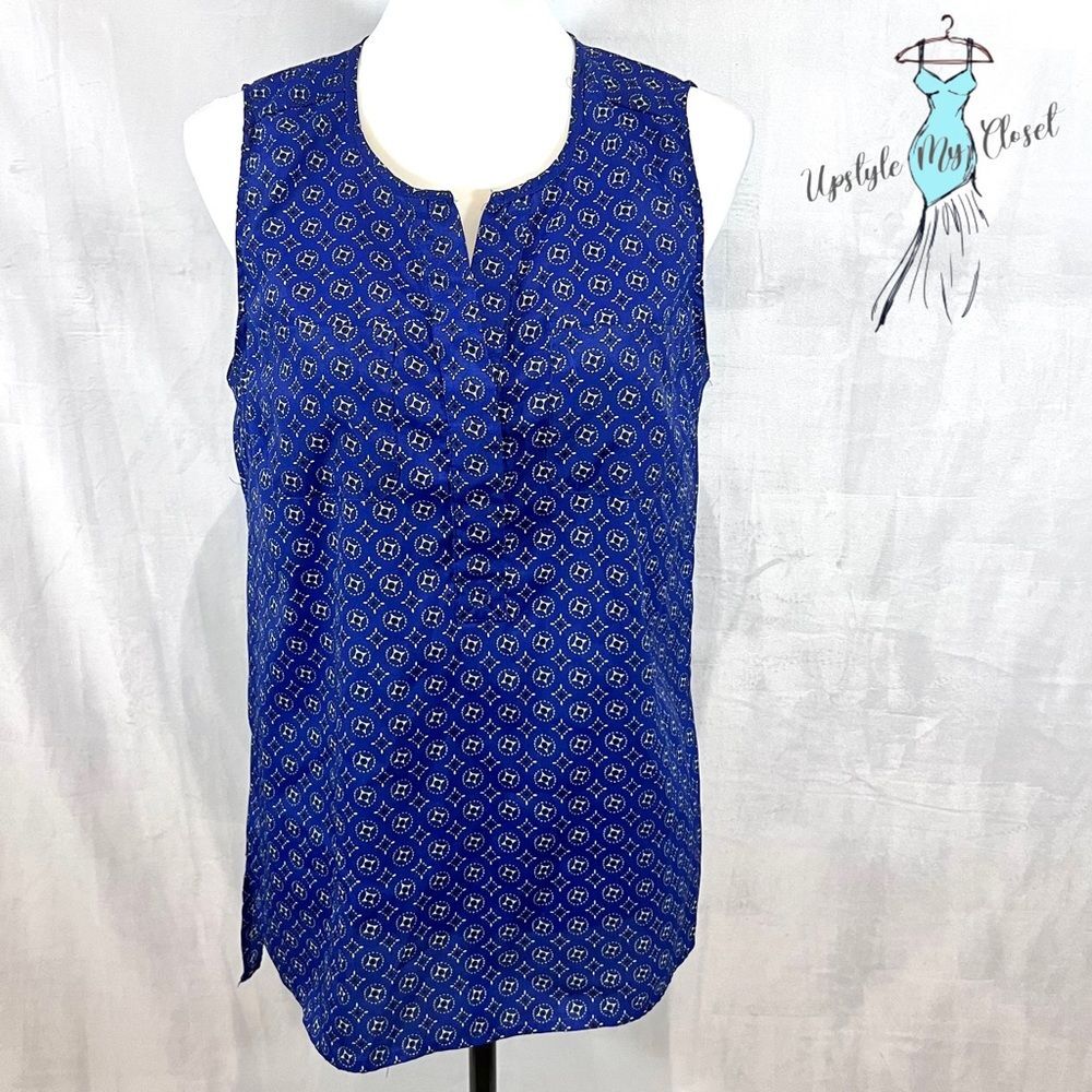 Cynthia Rowley royal blue black and white Henley top size large